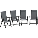 easycomfort easycomfort set 4 sedie da giardino pieghevoli e traspiranti con braccioli in acciaio e poliestere 56x69x106 cm grigio