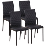easycomfort easycomfort set 4 sedie da pranzo in finta pelle con cuciture a rombi e gambe in metallo nero