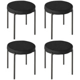 easycomfort easycomfort set 4 sgabelli bassi e rotondi in metallo e tessuto effetto velluto 41 5x41 5x46 cm nero