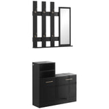 easycomfort easycomfort set appendi abiti da ingresso con specchio e scarpiera per 8 paia di scarpe nero lucido