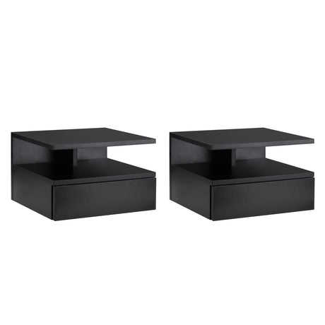easycomfort easycomfort set da 2 comodini sospesi per camera da letto con cassetto e mensola superiore in legno 35x32x22 5cm 1