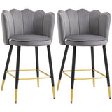 easycomfort easycomfort set da 2 sgabelli da bar vellutati con poggiapiedi e base in acciaio 59x52x90cm grigio