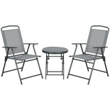 easycomfort easycomfort set da giardino 3 pezzi con 2 sedie 53 5x64x93 cm e tavolino da caffe 45x50 cm in metallo grigio chiaro