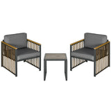 easycomfort easycomfort set da giardino 3 pezzi in rattan e acciaio con 2 sedie 66x68x68 cm e tavolino da caffe 45x45x44 cm