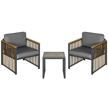 easycomfort easycomfort set da giardino 3 pezzi in rattan e acciaio con 2 sedie 66x68x68 cm e tavolino da caffe 45x45x44 cm