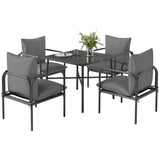 easycomfort easycomfort set da giardino 5 pezzi in acciaio con 4 sedie 58x58x66 cm e tavolo 80x80x71 cm con foro centrale grigio