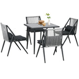 easycomfort easycomfort set da giardino con 4 sedie con cuscini e tavolo da pranzo quadrato in vetro grigio scuro