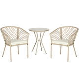 easycomfort easycomfort set da giardino in rattan con 2 poltroncine con cuscini e tavolino da caffe in vetro khaki