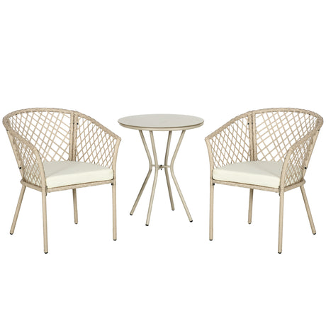 easycomfort easycomfort set da giardino in rattan con 2 poltroncine con cuscini e tavolino da caffe in vetro khaki