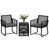 easycomfort easycomfort set da giardino in rattan con 2 poltroncine con cuscini e tavolino da caffe in vetro nero