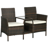 easycomfort easycomfort set da giardino in rattan con 2 sedie moderne e tavolino da caffe 138x60x87 cm marrone