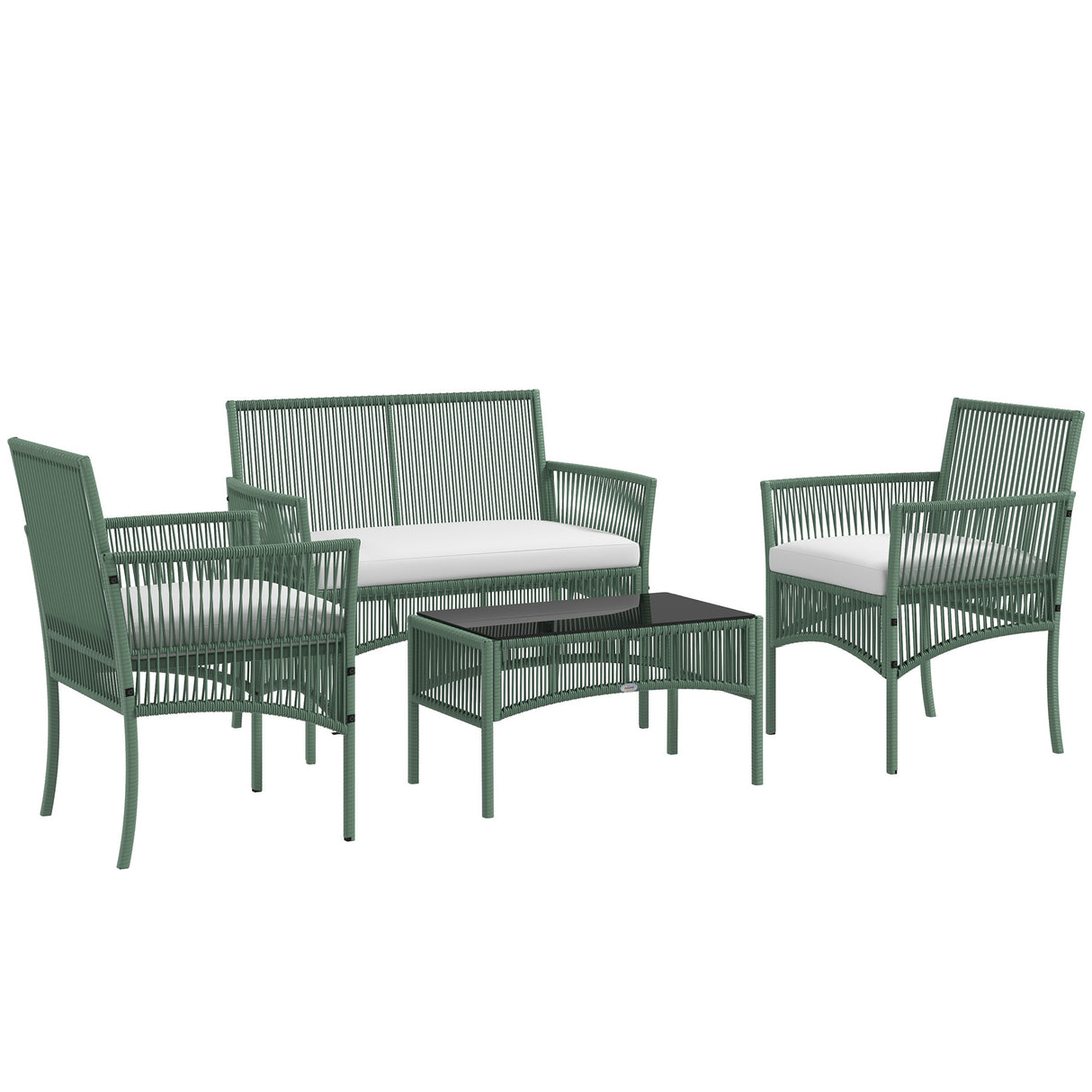 easycomfort easycomfort set da giardino in rattan da 4 pezzi con 2 poltroncine divano e tavolino da caffe verde