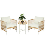 easycomfort easycomfort set da giardino stile boho in rattan con 2 sedie con cuscini e tavolino rotondo giallo