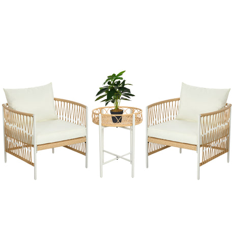 easycomfort easycomfort set da giardino stile boho in rattan con 2 sedie con cuscini e tavolino rotondo giallo