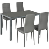 easycomfort easycomfort set da pranzo 5 pezzi con 1 tavolo da pranzo e 4 sedie moderne in similpelle metallo e vetro temperato grigio