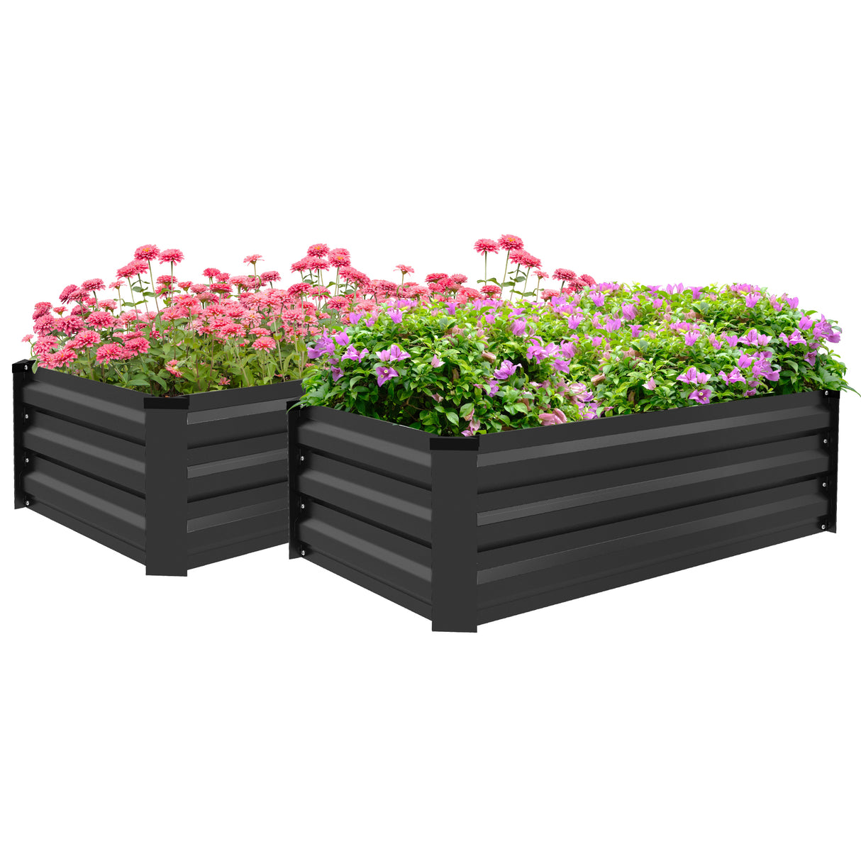 easycomfort easycomfort set di 2 letti per orto rialzato con fondo aperto in acciaio galvanizzato 100x60x30cm grigio