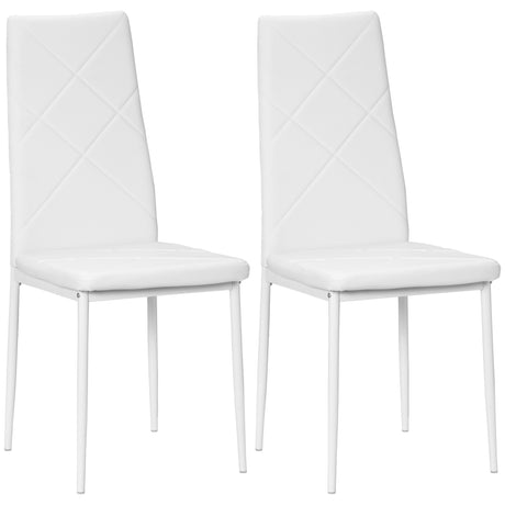 easycomfort easycomfort set di 2 sedie da pranzo moderne con schienale alto in finta pelle e acciaio 41x50x97 cm bianco
