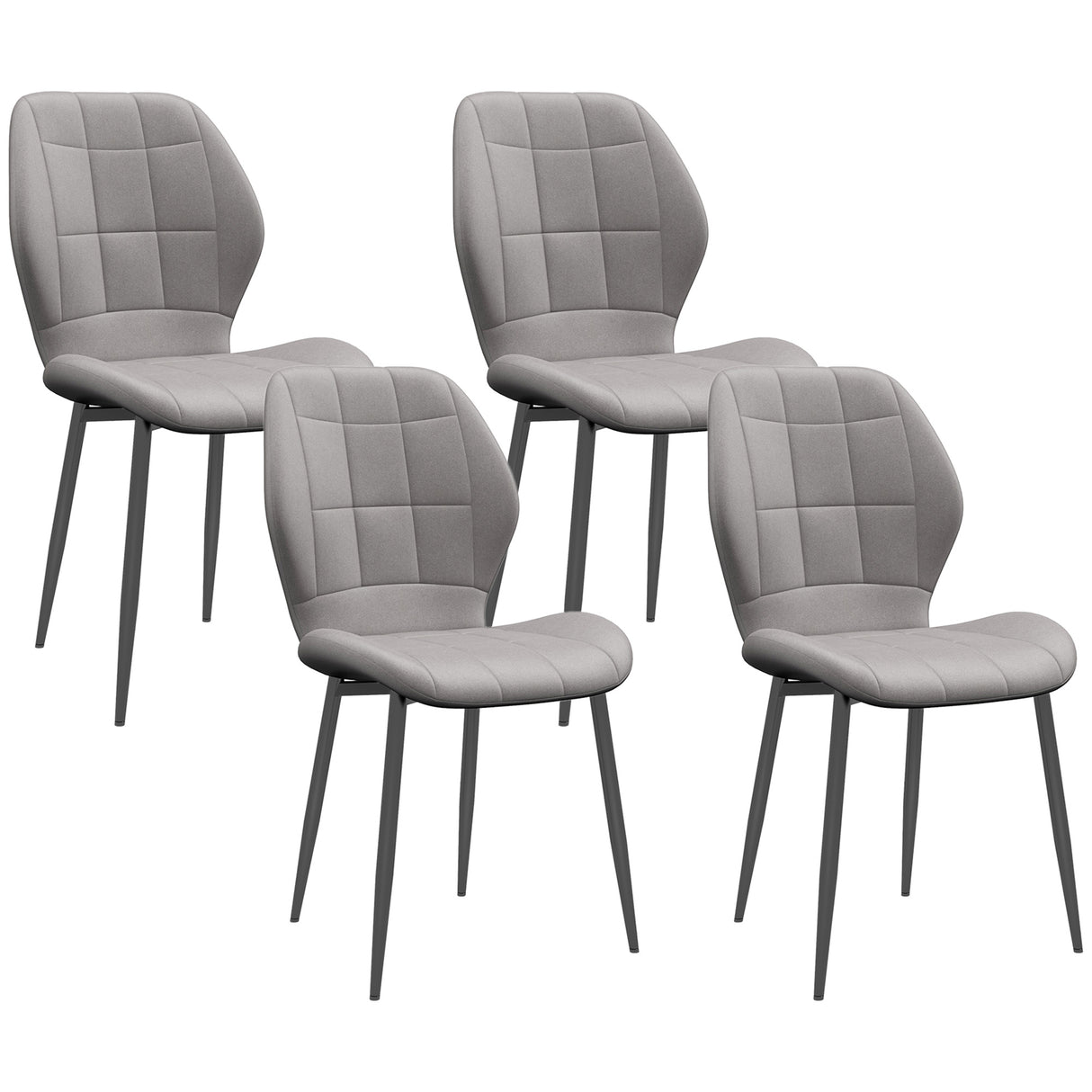 easycomfort easycomfort set di 4 sedie da pranzo moderne per cucina e soggiorno con rivestimento in flanella grigio