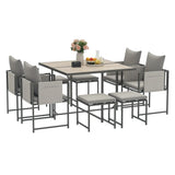 easycomfort easycomfort set mobili da giardino con tavolo da pranzo 4 sedie da esterno e 4 sgabelli poggiapiedi grigio