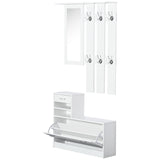 easycomfort easycomfort set mobili ingresso moderno con scarpiera e specchio appendiabiti da ingresso con 6 ganci 2 ripiani regolabili e cassetti in legno per corridoio 90x24x177 cm bianco ean 8054111846370
