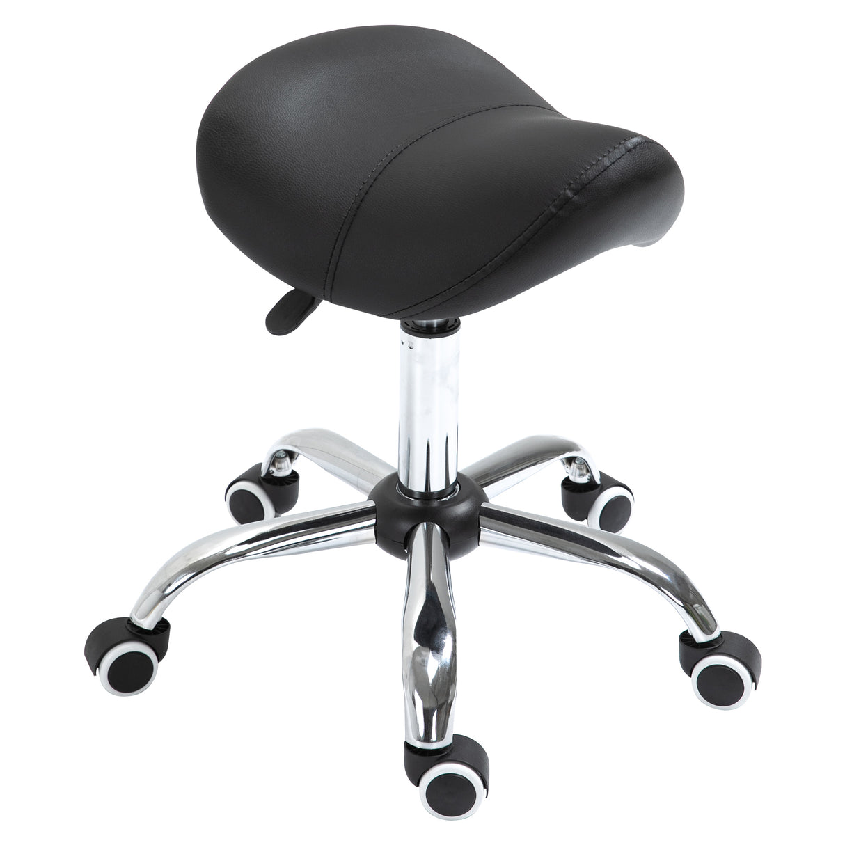 easycomfort easycomfort sgabello da lavoro a sella con ruote e altezza regolabile per negozi parrucchiere e tattoo 52x53x49 61cm nero ean 8054144131412