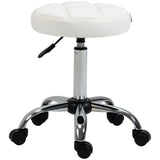 easycomfort easycomfort sgabello girevole rotondo con ruote altezza regolabile e rivestimento in finta pelle bianco