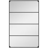 easycomfort easycomfort specchio da parete in stile industriale con 4 ganci in vetro multistrato metallo e mdf 109x2x69 cm nero