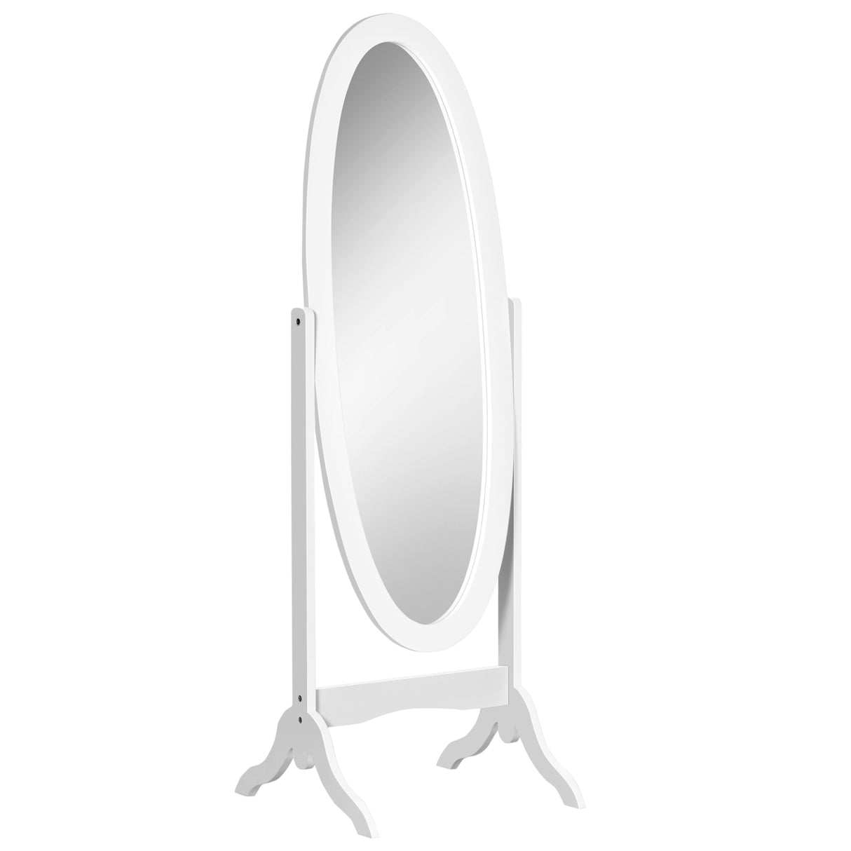 easycomfort easycomfort specchio da terra ovale a figura intera con inclinazione regolabile 47 5x45 5x154 5cm bianco