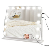 easycomfort easycomfort specchio da trucco con 14 luci led regolabili e ricarica usb in vetro e metallo 62 5x14x49 5 cm bianco