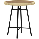 easycomfort easycomfort tavolino da giardino moderno in rattan e acciaio 50x50x55 cm nero e color legno