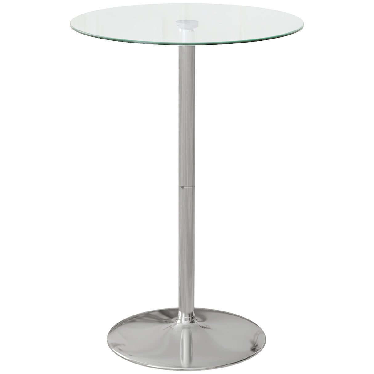 easycomfort easycomfort tavolo alto da bar moderno rotondo con base in acciaio e piano in vetro 70x102cm trasparente