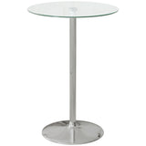 easycomfort easycomfort tavolo alto da bar moderno rotondo con base in acciaio e piano in vetro 70x102cm trasparente