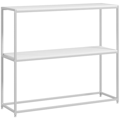 easycomfort easycomfort tavolo consolle da ingresso con ripiano aperto in acciaio e truciolato 100x30x87 cm bianco