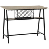 easycomfort easycomfort tavolo da bar industriale da 10 bottiglie in truciolato e acciaio 120x60x91 cm nero e color legno