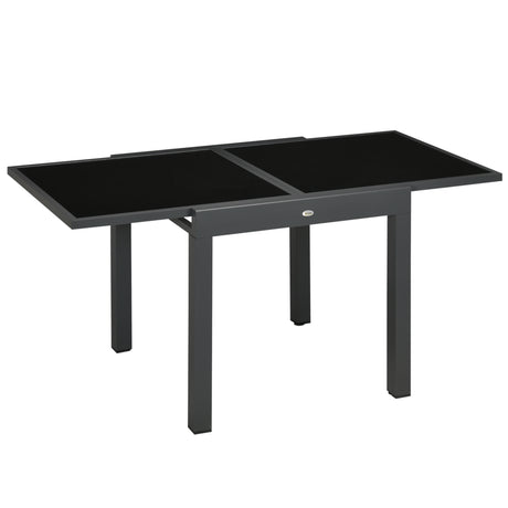 easycomfort easycomfort tavolo da pranzo allungabile da giardino con piano in vetro e alluminio 80 160x80x75 cm nero