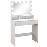 easycomfort easycomfort tavolo da trucco con specchio e 10 luci led regolabili 2 cassetti e 3 scomparti 80x40x135 cm bianco