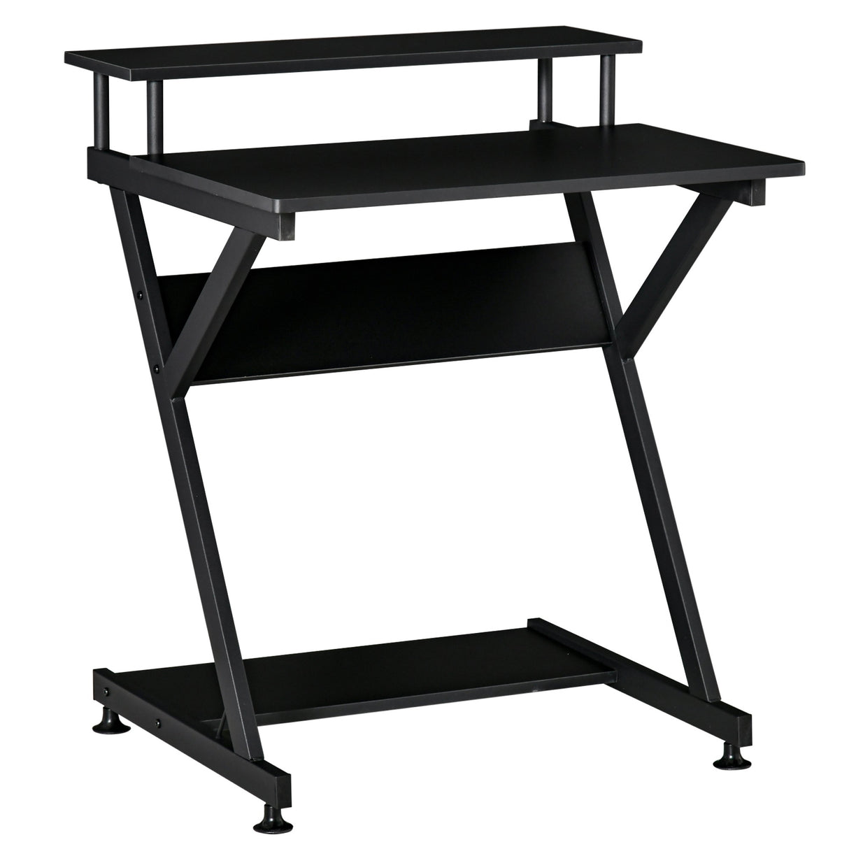 easycomfort easycomfort tavolo porta pc salvaspazio con ripiano monitor rialzato 70x60x85 5cm legno nero