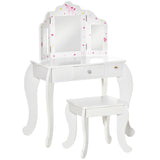 easycomfort easycomfort toeletta per bambini con sgabello tavolo trucco con triplo specchio e cassetto 63x40x85 5cm bianco