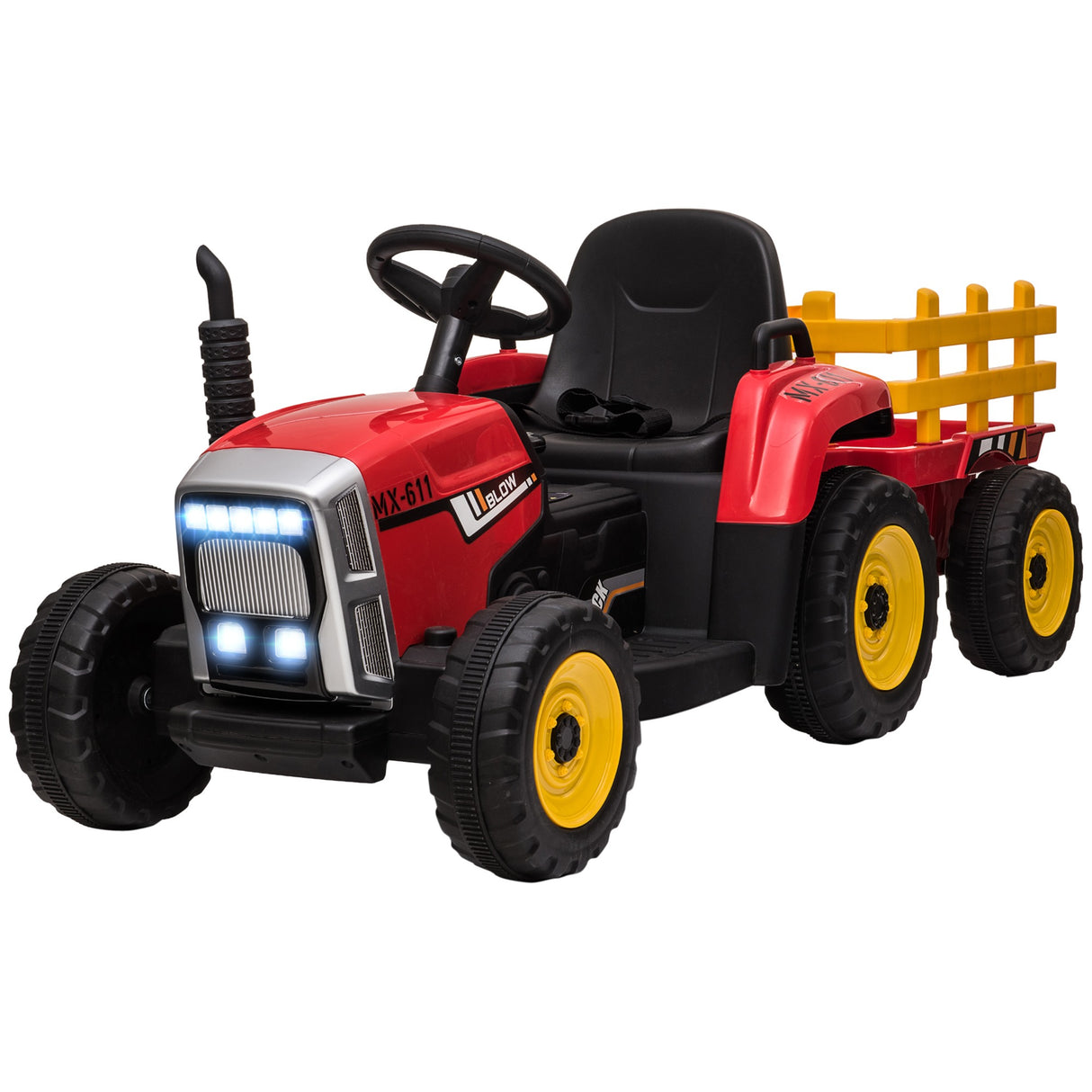 easycomfort easycomfort trattore elettrico per bambini 3 6 anni con rimorchio rimovibile batteria 12v e telecomando rosso