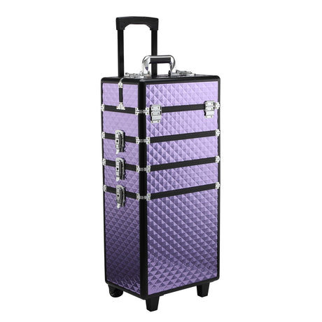 easycomfort easycomfort valigia porta trucchi professionale trolley makeup da viaggio in alluminio 2 ruote viola 33 5x23x7695 5cm ean 8054144137650