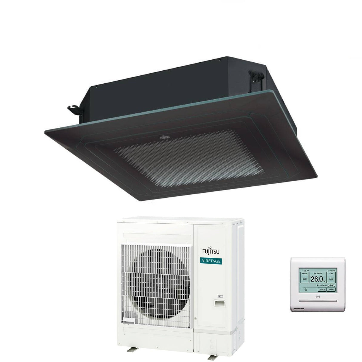 fujitsu condizionatore a cassetta fujitsu kr eco circular flow black 54000 btu auxg54krlb monofase r 32 wi fi optional con griglia e filocomando