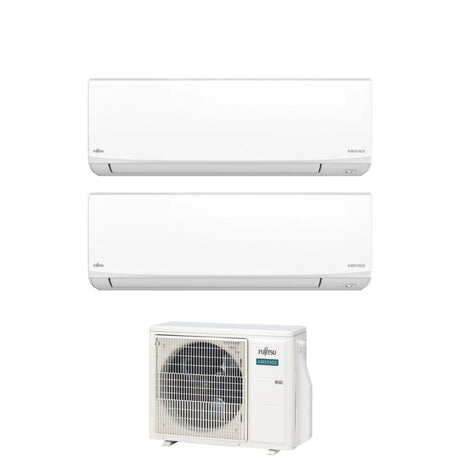fujitsu condizionatore dual split fujitsu kj white 914 con aoeg18kbca2 r 32 wi fi integrato