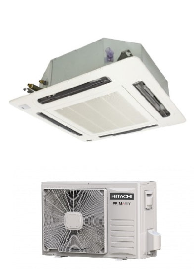 hitachi climatizzatore condizionatore hitachi a cassetta 4 vie inverter 24000 btu 3 hp serie primairy rci 3 0ufe1nh r 32 wi fi optional griglia esclusa