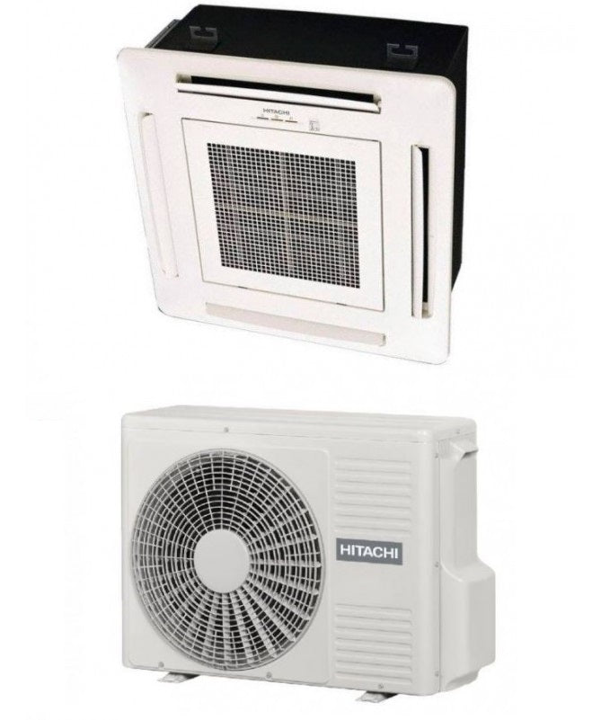 hitachi climatizzatore condizionatore hitachi a cassetta 4 vie inverter 9000 btu rai 25rpa r410a con griglia inclusa