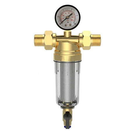 klimaline filtro autopulente in ottone klimaline da 12 per acqua potabile con manometro e bocchettoni girevoli