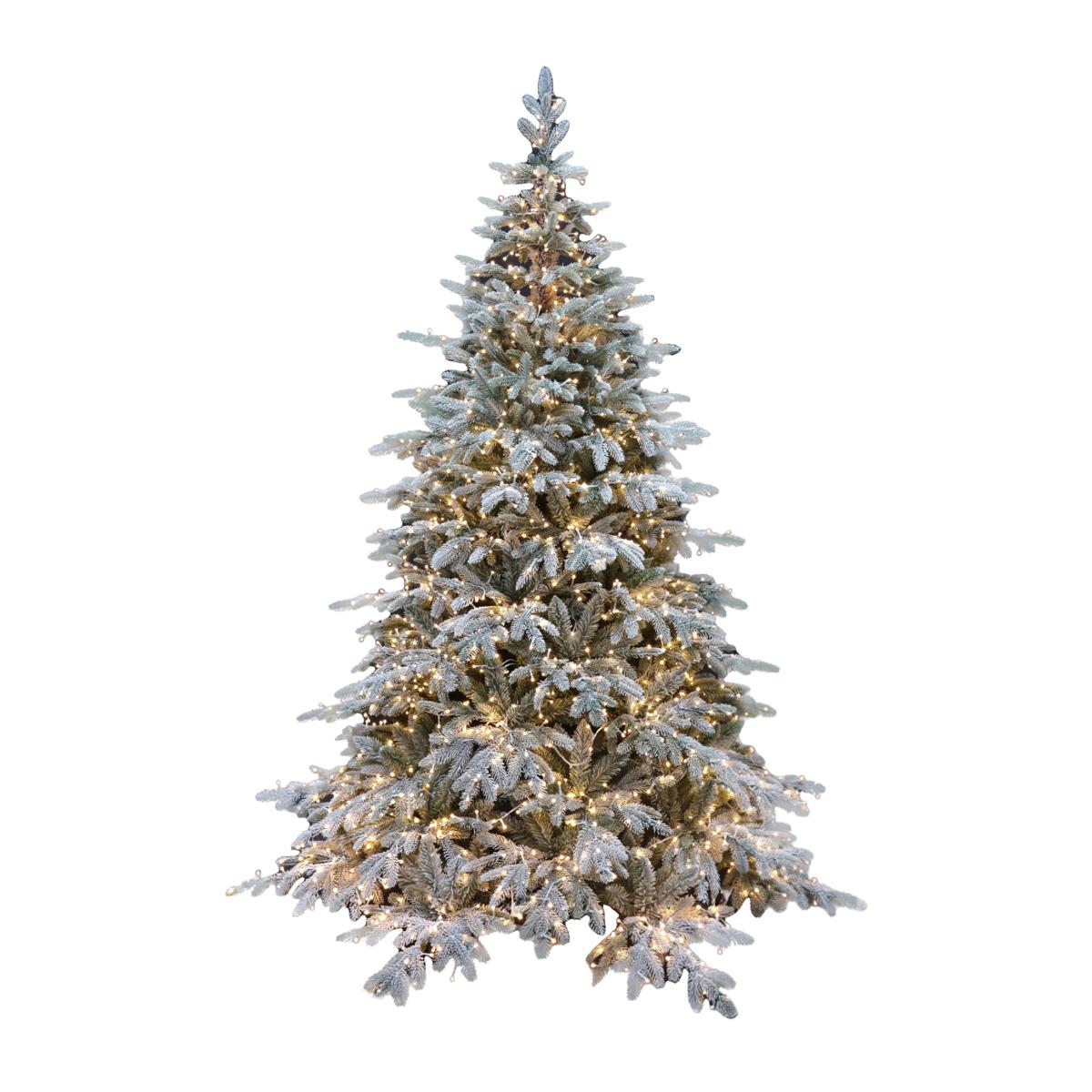 le stelle albero di natale pino verde innevato h 180cm x l 130cm super folto effetto real touch con 2000 luci led incorporate e base croce in ferro pieghevole