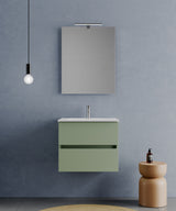 legnox consolle bagno legnox crea 60 cm salvia 2 cassetti lavabo specchio e lampada