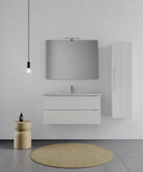 legnox consolle bagno legnox rigo 100 cm bianco neve con 2 cassetti lavabo specchio e lampada