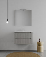legnox consolle bagno legnox rigo 100 cm cemento caldo con 2 cassetti lavabo specchio e lampada