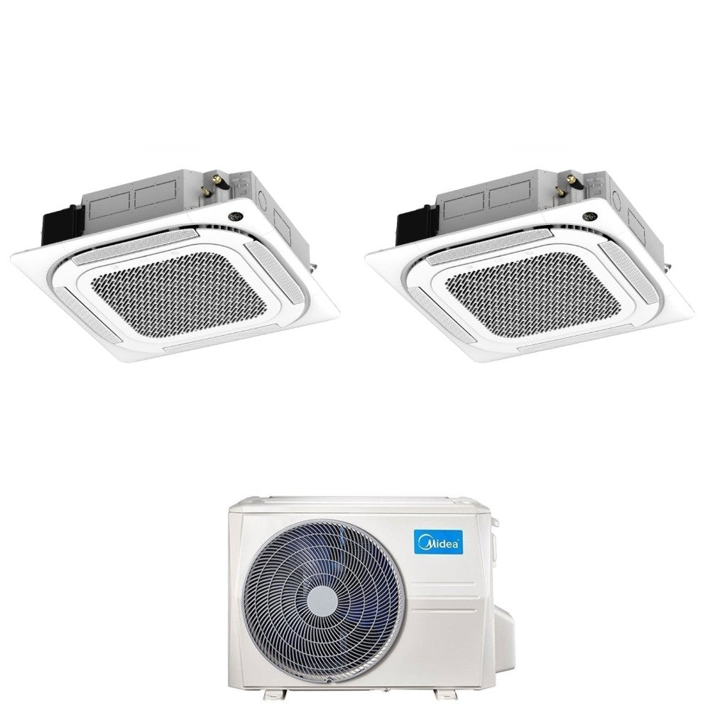 midea condizionatore dual split a cassetta midea 1212 con m3og 21hfn8 r 32 wi fi optional con telecomando e griglia